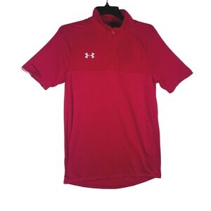 Under Armour Men HeatGear Red Short Sleeve 1/4 Zip Pullover Shirt Size Small NEW
